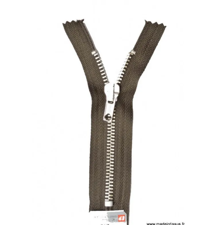 Fermeture éclair en nylon SPECIALE PANTALON MAILLE ARGENT col 990 Brou de Noix - Z16