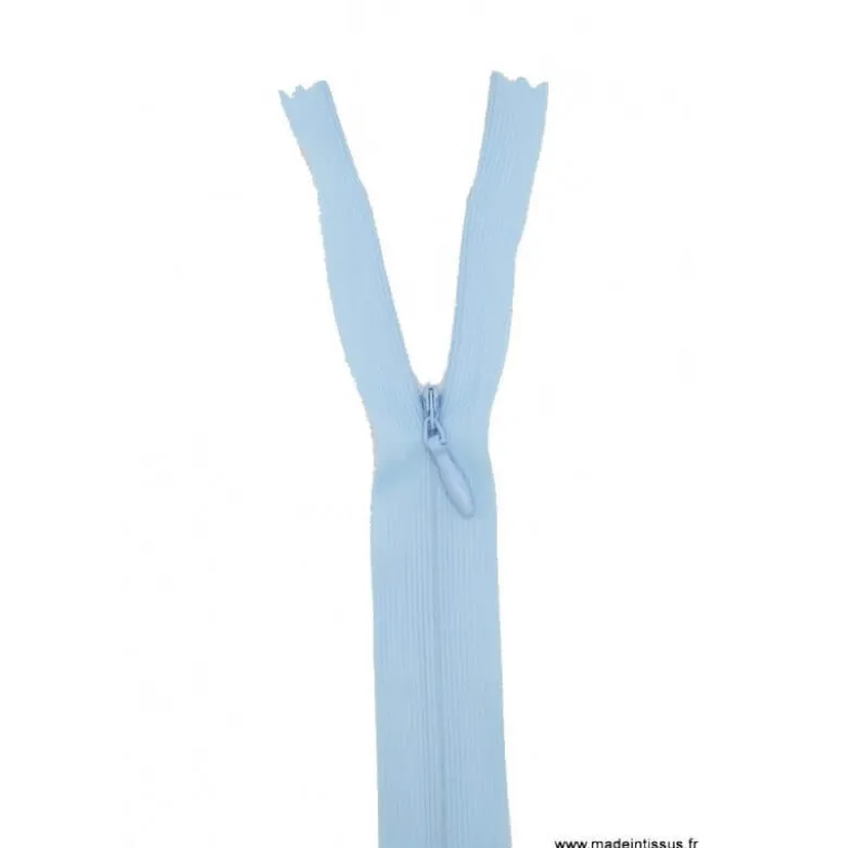 Fermeture éclair invisible en nylon Z41 col 505 bleu layette