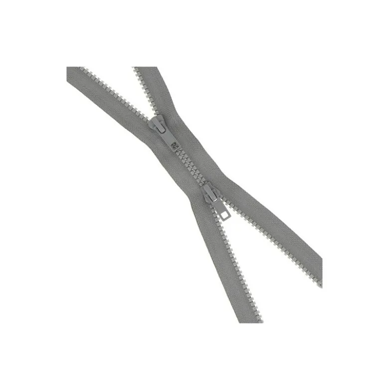 Fermeture éclair séparable double curseur coloris gris - 50 cm