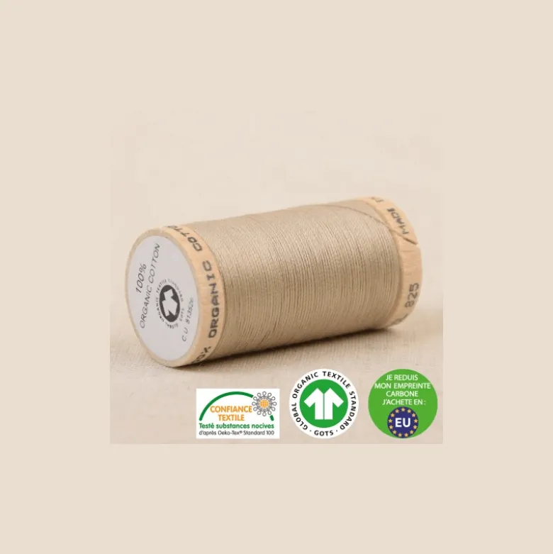 Fil à coudre Bio Gots 100% coton - 275 m - Beige Antilope