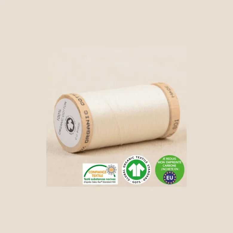 Fil à coudre Bio Gots 100% coton - 275 m - Blanc cassé