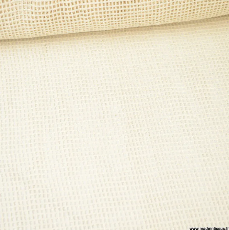 Filet mesh à carreaux en coton coloris naturel