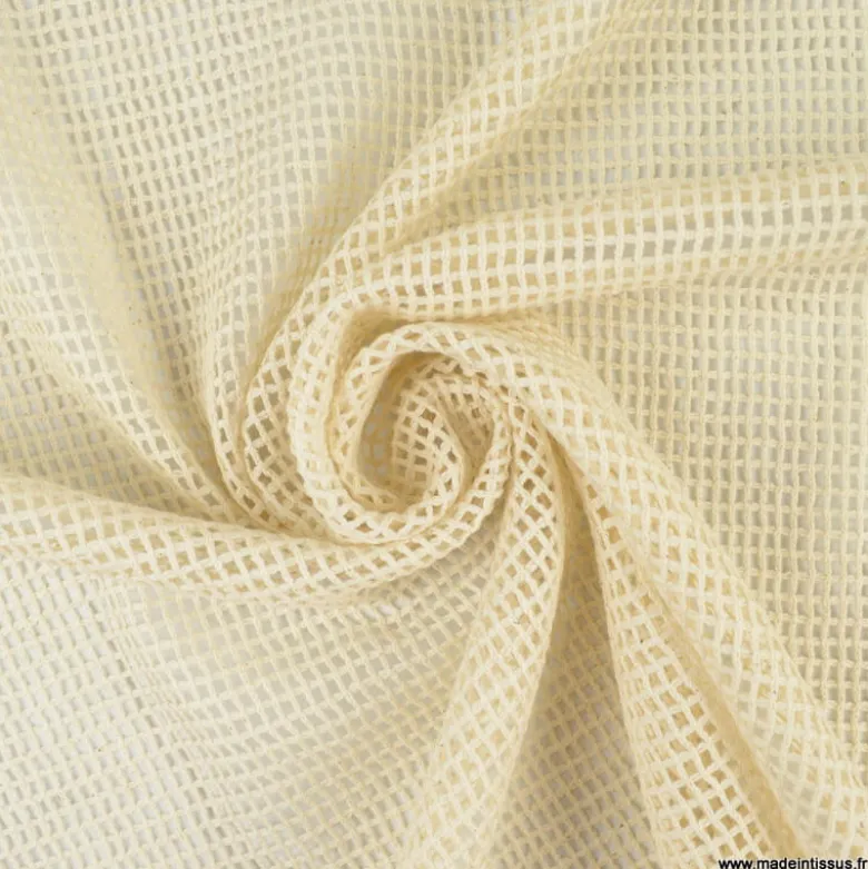 Filet mesh à carreaux en coton coloris naturel