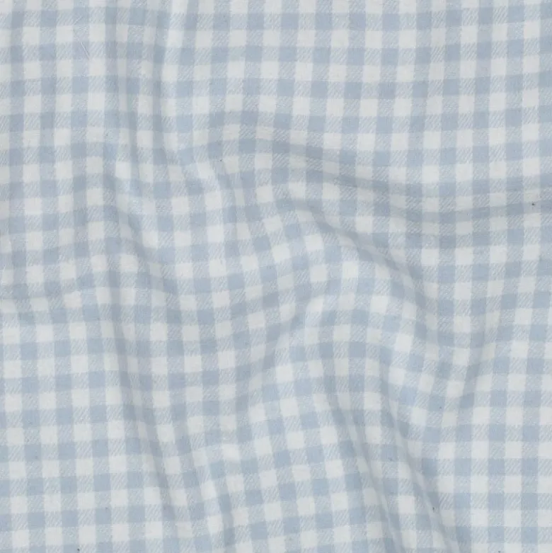 Flanelle motif Vichy petits carreaux bleu clair