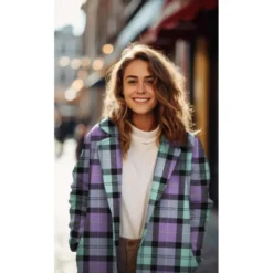 Flanelle Tartan Highland – Violet & Menthe Fresca