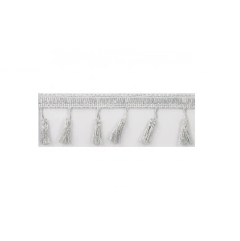 Galon argent Pompons à Franges Lurex 40mm coloris argent