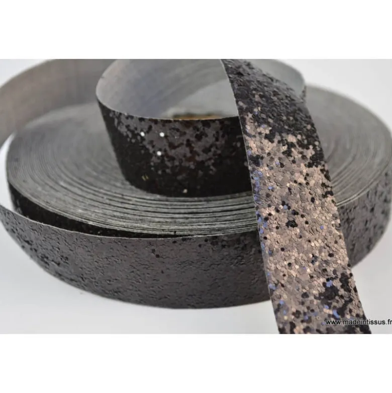 Galon Glitter à coudre 25 mm coloris Noir