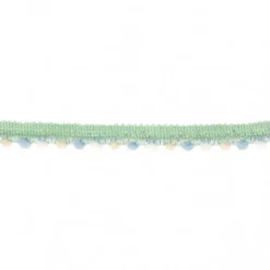 Galon LurexMenthe PETITS POMPONS Bleu, blanc et écru