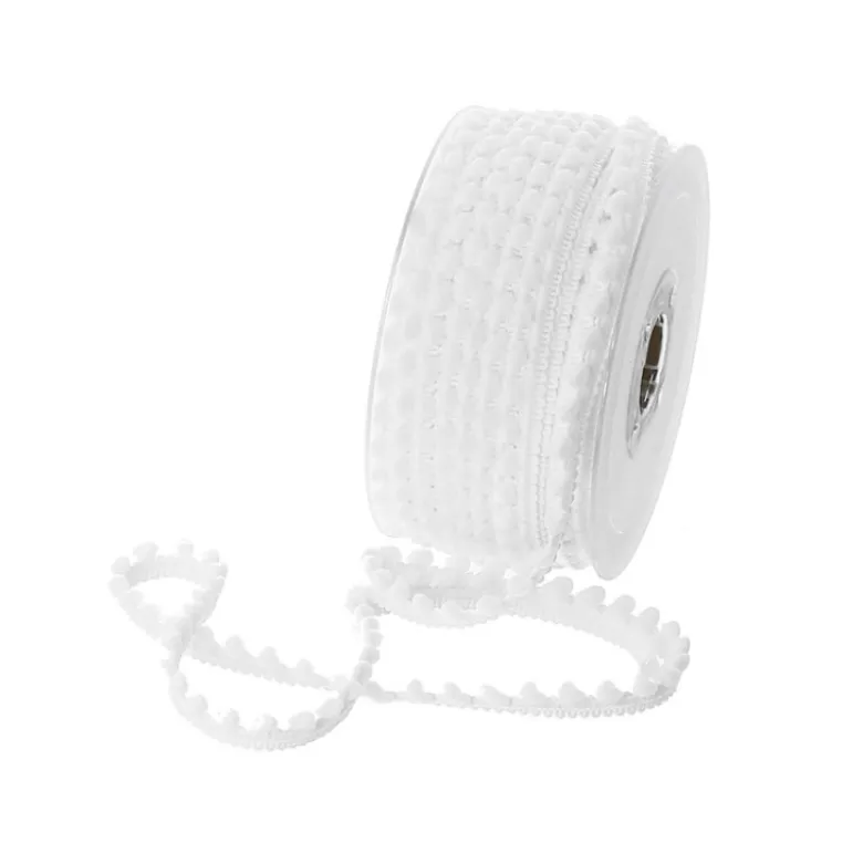 Galon mini pompons Blanc - au mètre