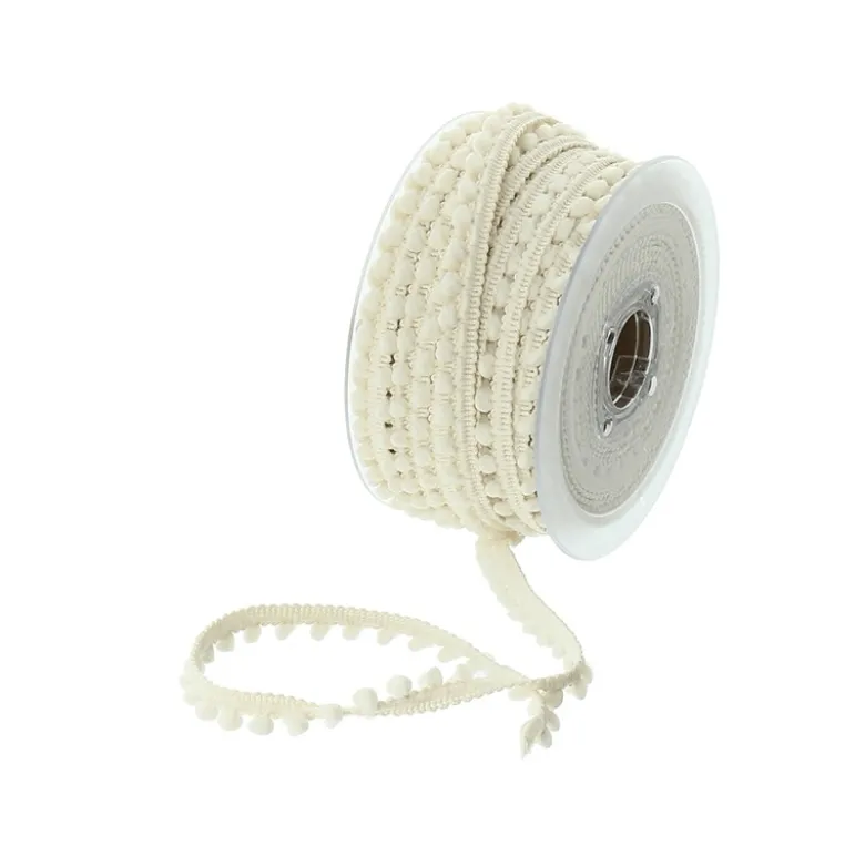 Galon mini pompons Ecru - au mètre