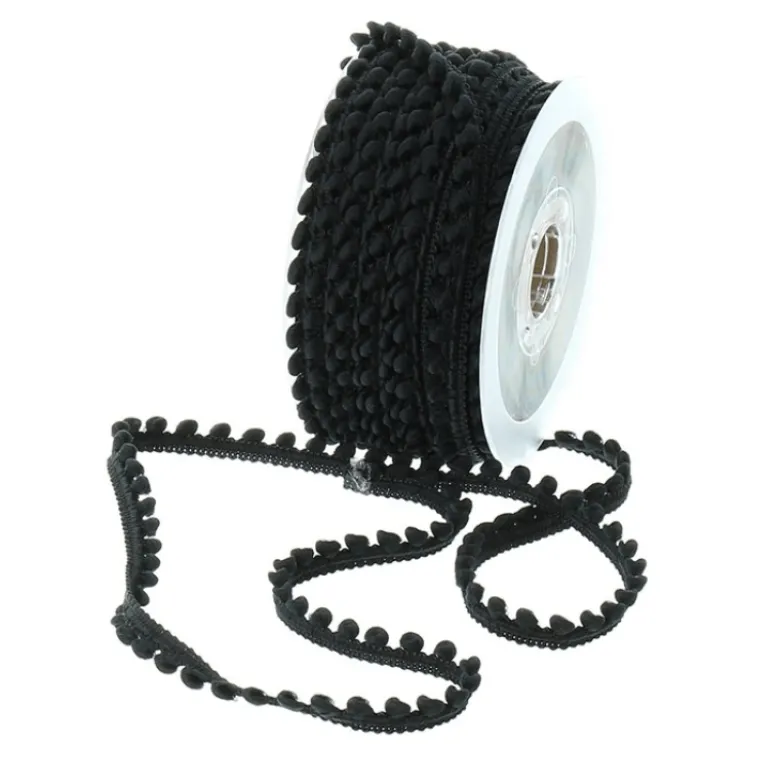 Galon mini pompons Noir - au mètre