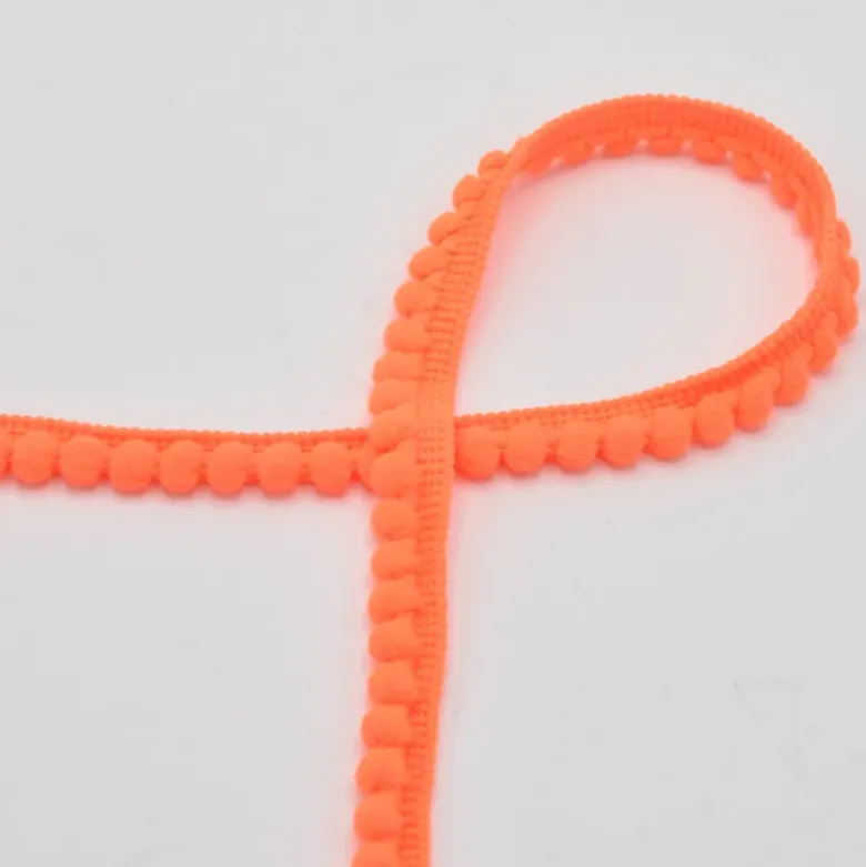 Galon mini pompons Orange fluo - 6mm