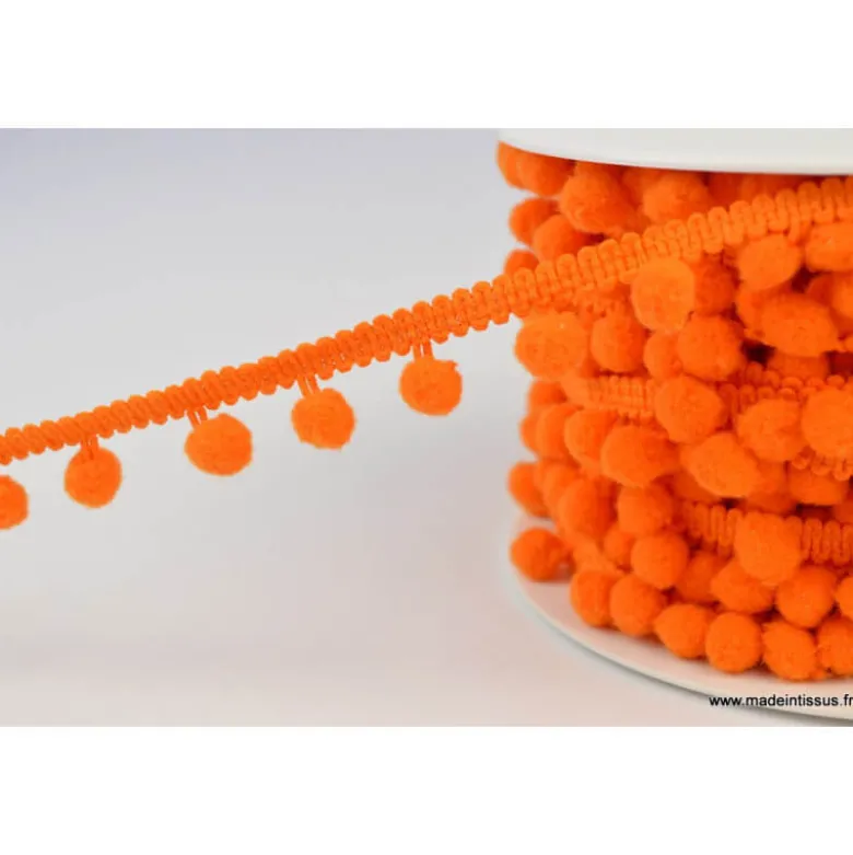 Galon PETITS POMPONS coloris Orange