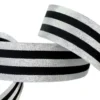 Galon Rayures Lurex Argent et Noir 30 mm