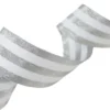 Galon Rayures Lurex Argent et blanc 30 mm