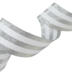 Galon Rayures Lurex Argent et blanc 30 mm