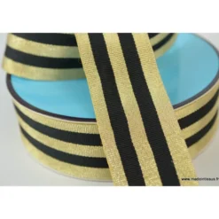 Galon Rayures Lurex Or et Noir 30 mm