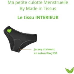 Jersey Bio drainant coloris noir pour culottes menstruelles -OEKO TEX