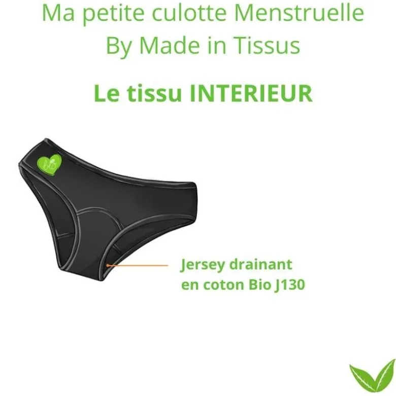 Jersey Bio drainant coloris noir pour culottes menstruelles -OEKO TEX