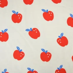 Jersey de coton biologique motif pommes fond naturel – Poppy Fabrics - OEKO TEX