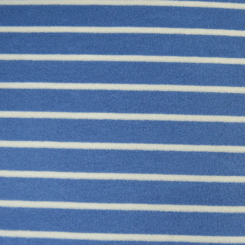 Jersey Eponge marinière fond bleu