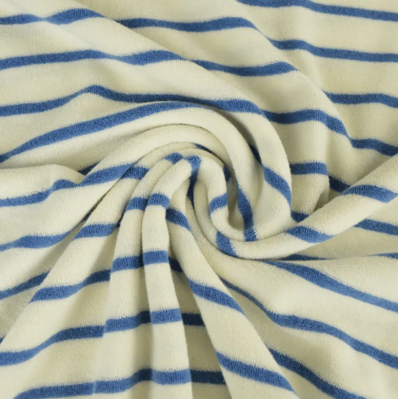 Jersey Eponge marinière fond blanc cassé