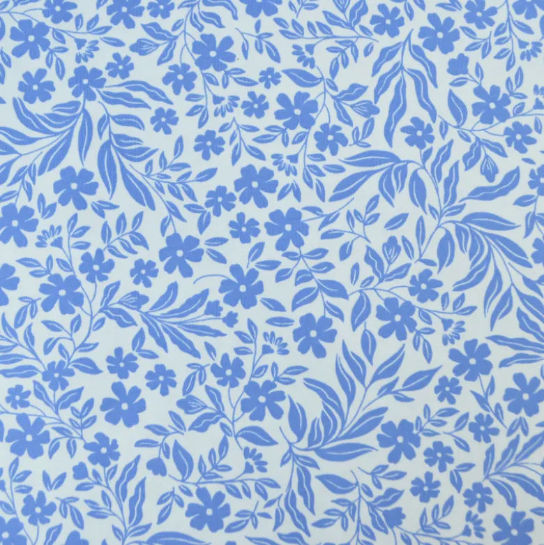 Jersey fleurs bleues fond blanc – Poppy Fabrics - OEKO TEX