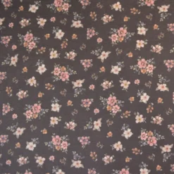 Jersey fleurs Léa beiges et vieux rose fond marron – Poppy Fabrics - OEKO TEX