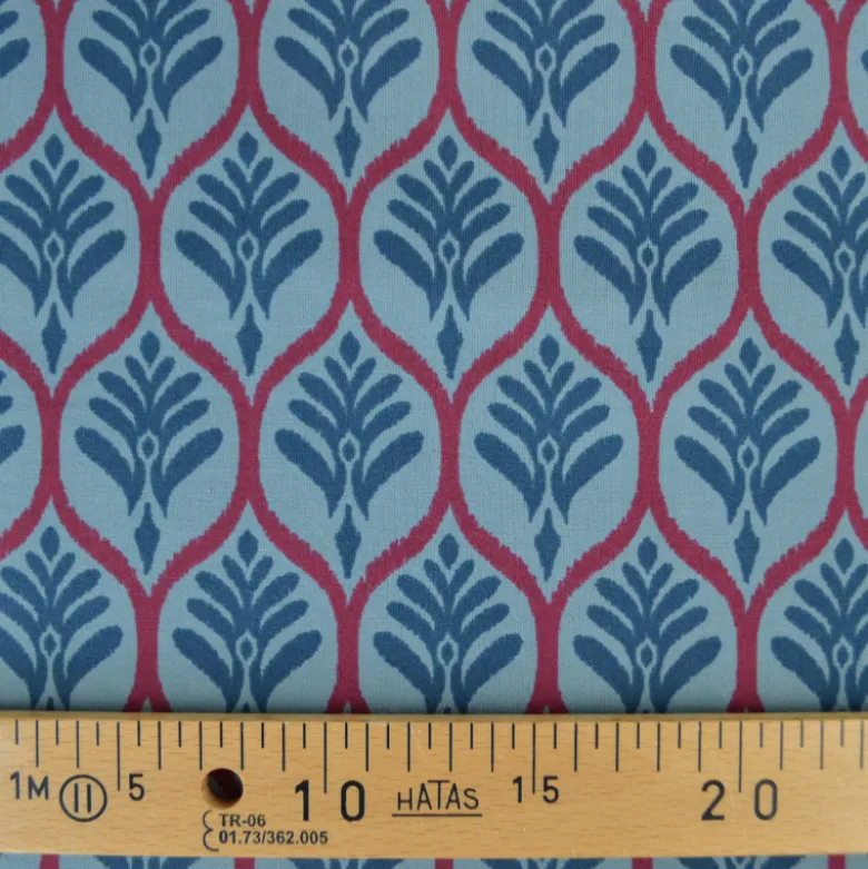 Jersey graphique ornements pétrole – Poppy Fabrics - OEKO TEX