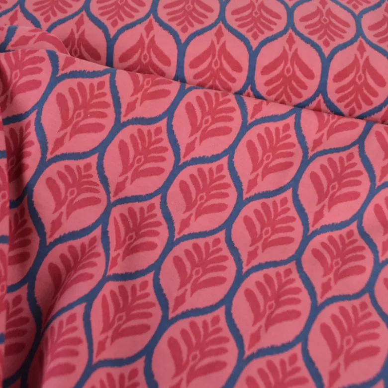 Jersey graphique ornements vieux rose – Poppy Fabrics - OEKO TEX