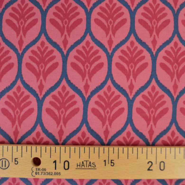 Jersey graphique ornements vieux rose – Poppy Fabrics - OEKO TEX