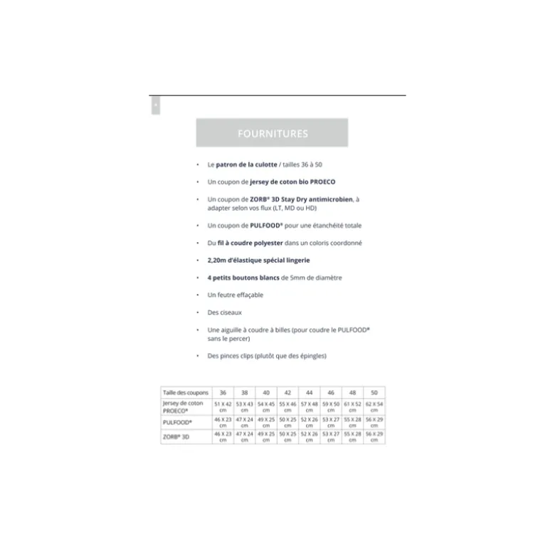 LIVRET TUTO ZORB - LA CULOTTE MENSTRUELLE AVEC INSERT