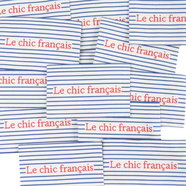 Lot de 5 étiquettes tissées à rayures rouges - LE CHIC FRANCAIS