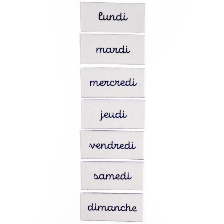Lot de 7 étiquettes tissées - Semainier - Ikatee