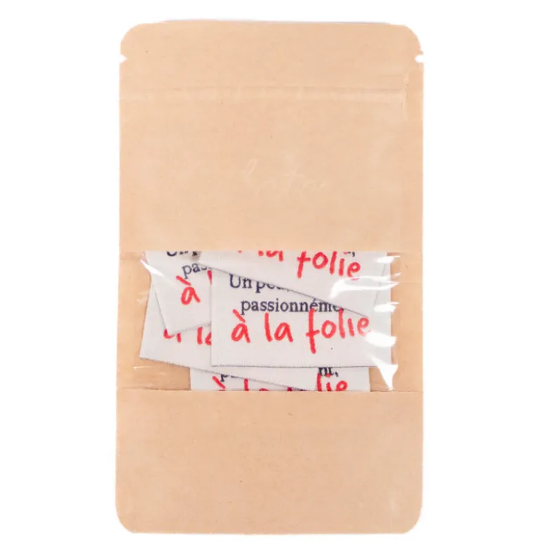 Lot de 5 étiquettes tissées - Un peu, Beaucoup, Passionnément - Ikatee