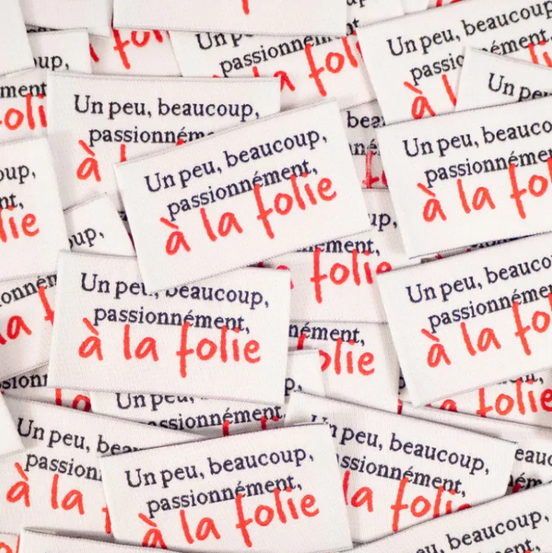 Lot de 5 étiquettes tissées - Un peu, Beaucoup, Passionnément - Ikatee