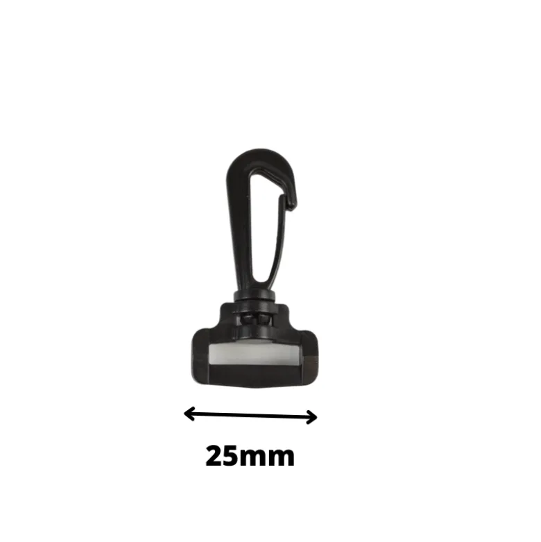 Mousqueton noir pour sangle de sac à dos - 25mm