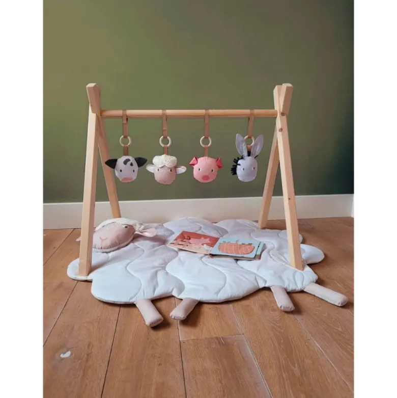 Panneau à coudre : tapis d’éveil mouton et mobiles ferme