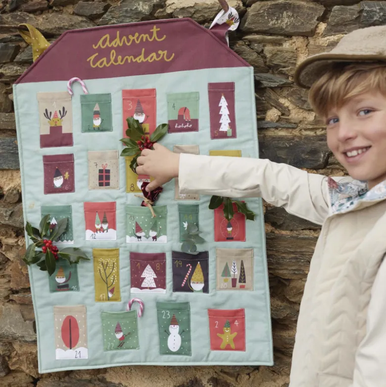 Panneau de tissu calendrier de l'Avent Gnomes Xmas