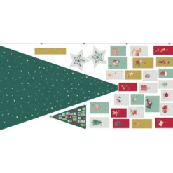 Panneau de tissu calendrier de l'Avent Retro Xmas