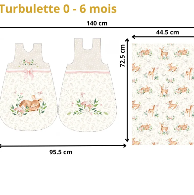 Panneau Gigoteuse à coudre Biche et fleurs - 2 tailles