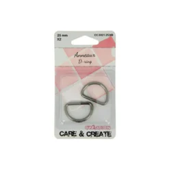 Passant boucle demi-rond Noir - 25 mm - lot de 2