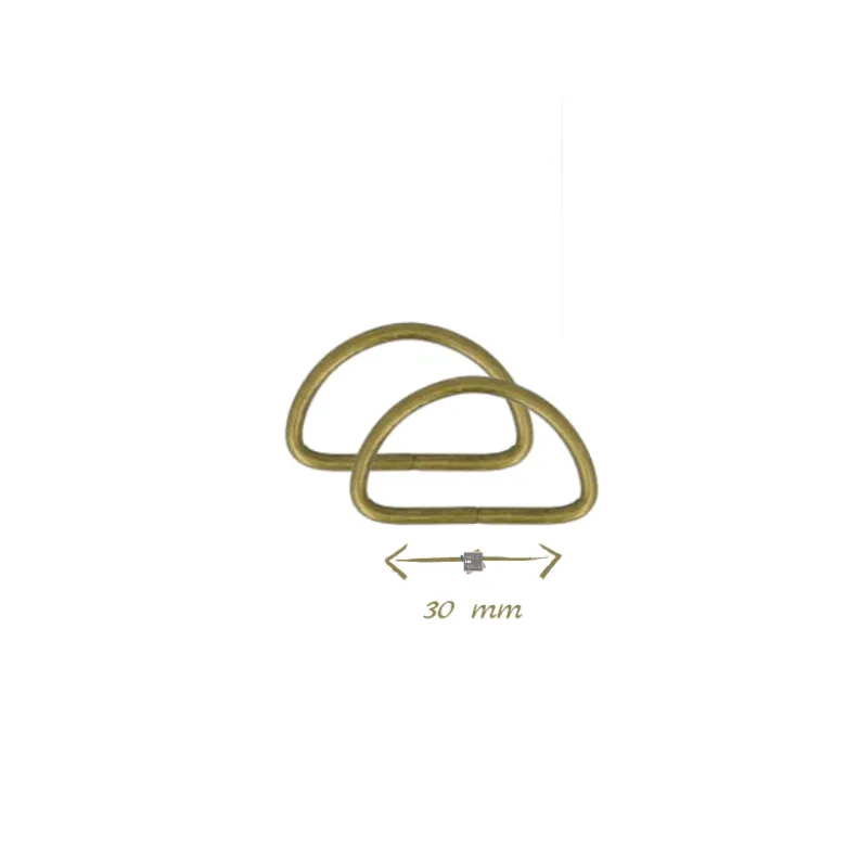 Passant boucle demi-rond or antique - 30mm - lot de 2