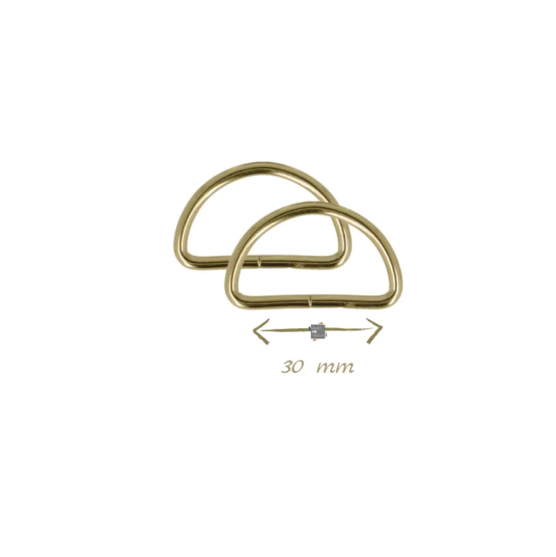 Passant boucle demi-rond or doré - 30mm - lot de 2