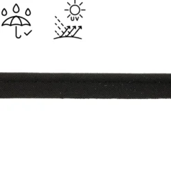 Passepoil d'extérieur imperméable anti UV 15 mm - Noir