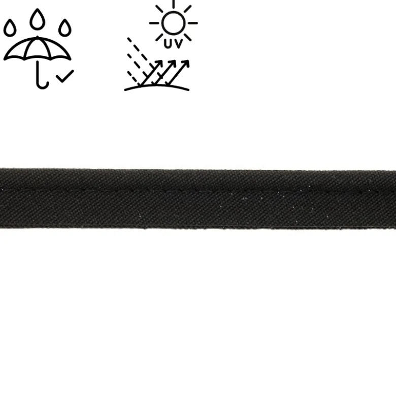 Passepoil d'extérieur imperméable anti UV 15 mm - Noir