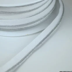 Passepoil Lurex 10mm coloris Argent et blanc