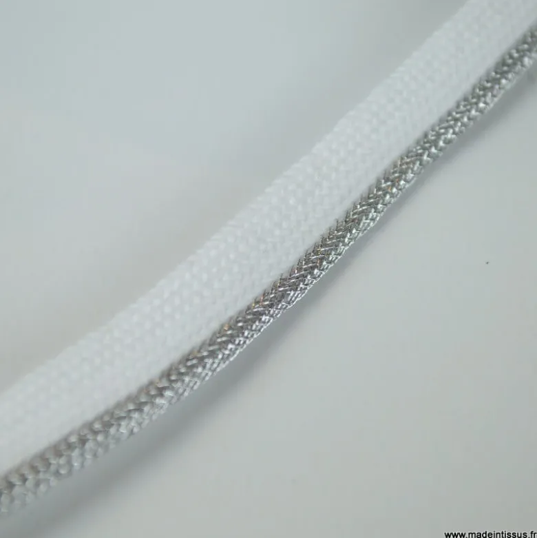 Passepoil Lurex 10mm coloris Argent et blanc