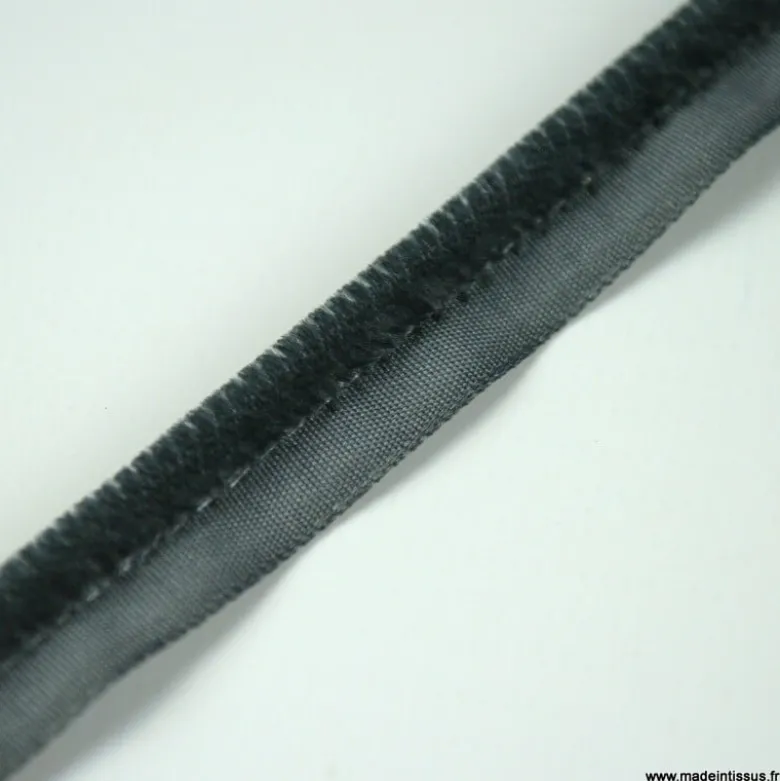 Passepoil velours 3.5mm coloris Gris anthracite pour l'ameublement