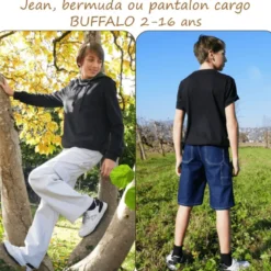 Patron Buffalo - jean ou cargo du 2 au 16 ans - Petits D'om